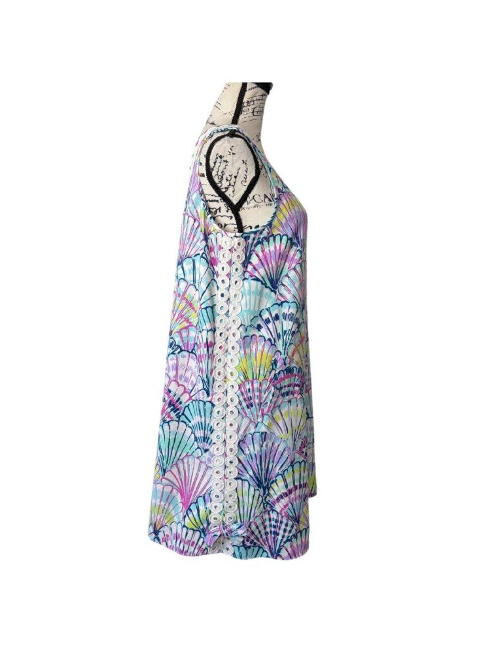Lilly Pulitzer Womens Size 10 Sleeveless Dress Stella Serene Blue Shell Crochet - Picture 2 of 9